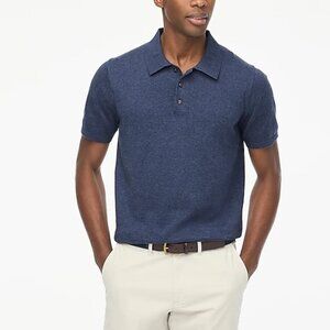 J Crew Cotton Sweater Polo Hthr Union Blue XXL NWT